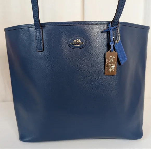 Coach Blue Large City Tote Bag With 2 Hang Tags - Picture 5 of 15